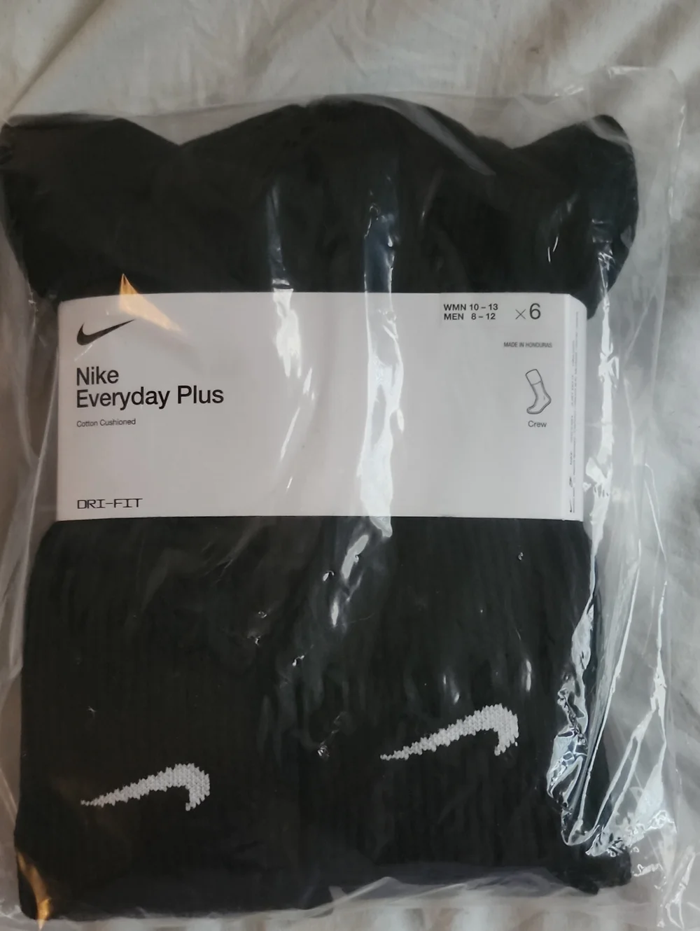 Nike Black Crew Athletic Socks with White Swoosh (6-Pack)